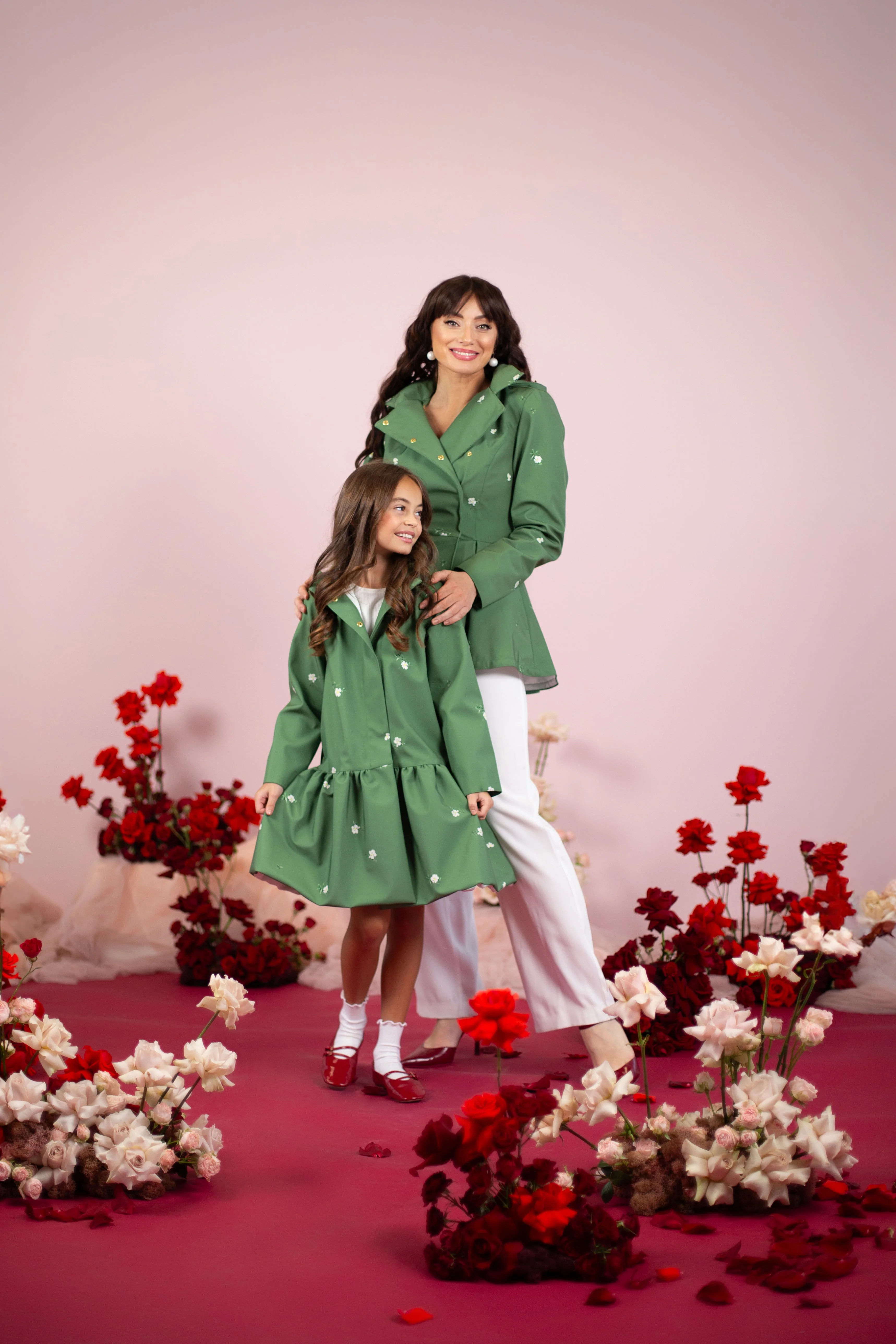 RainSisters | Girls' Green Trapeze Short Coat ‘Primrose Green' - Image 6