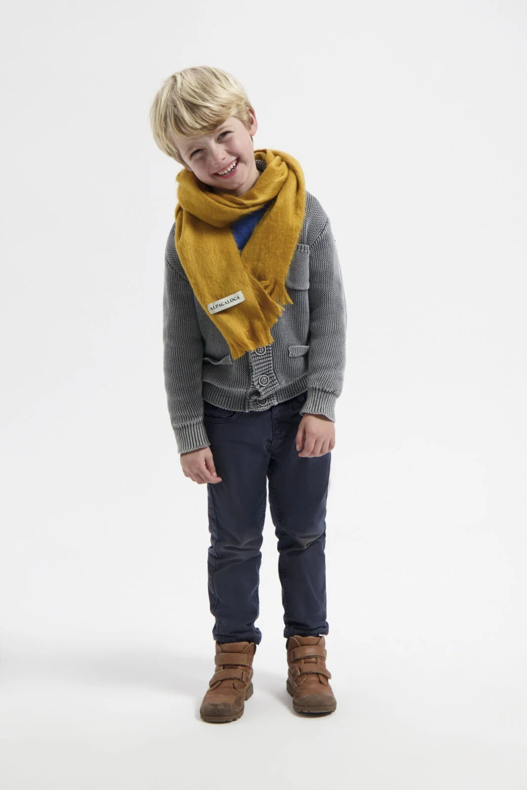 Alpaca Loca | Kids Scarf Ocher - Image 3