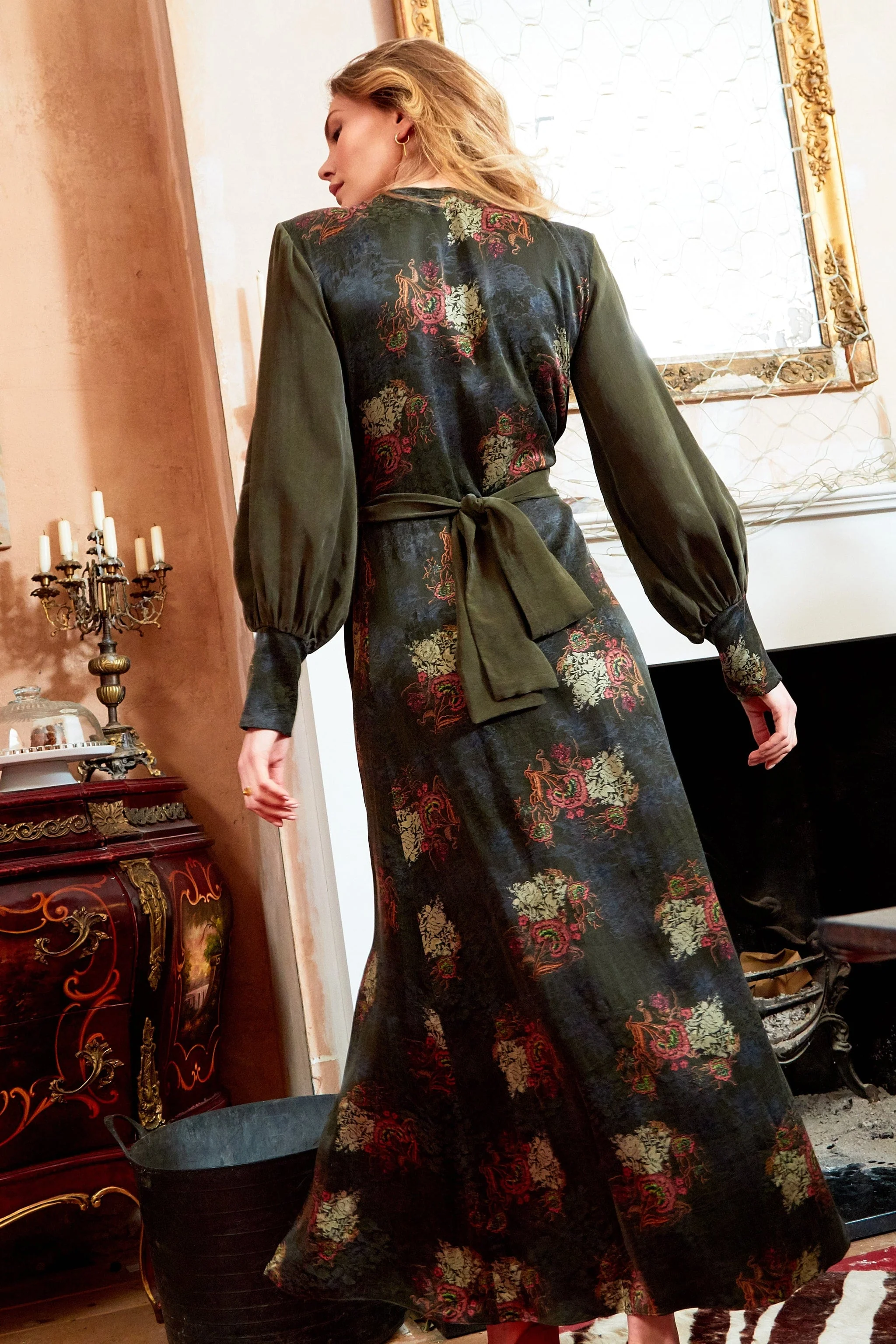 Sarvin | Verdant Long Sleeve Wrap Dress - Image 4