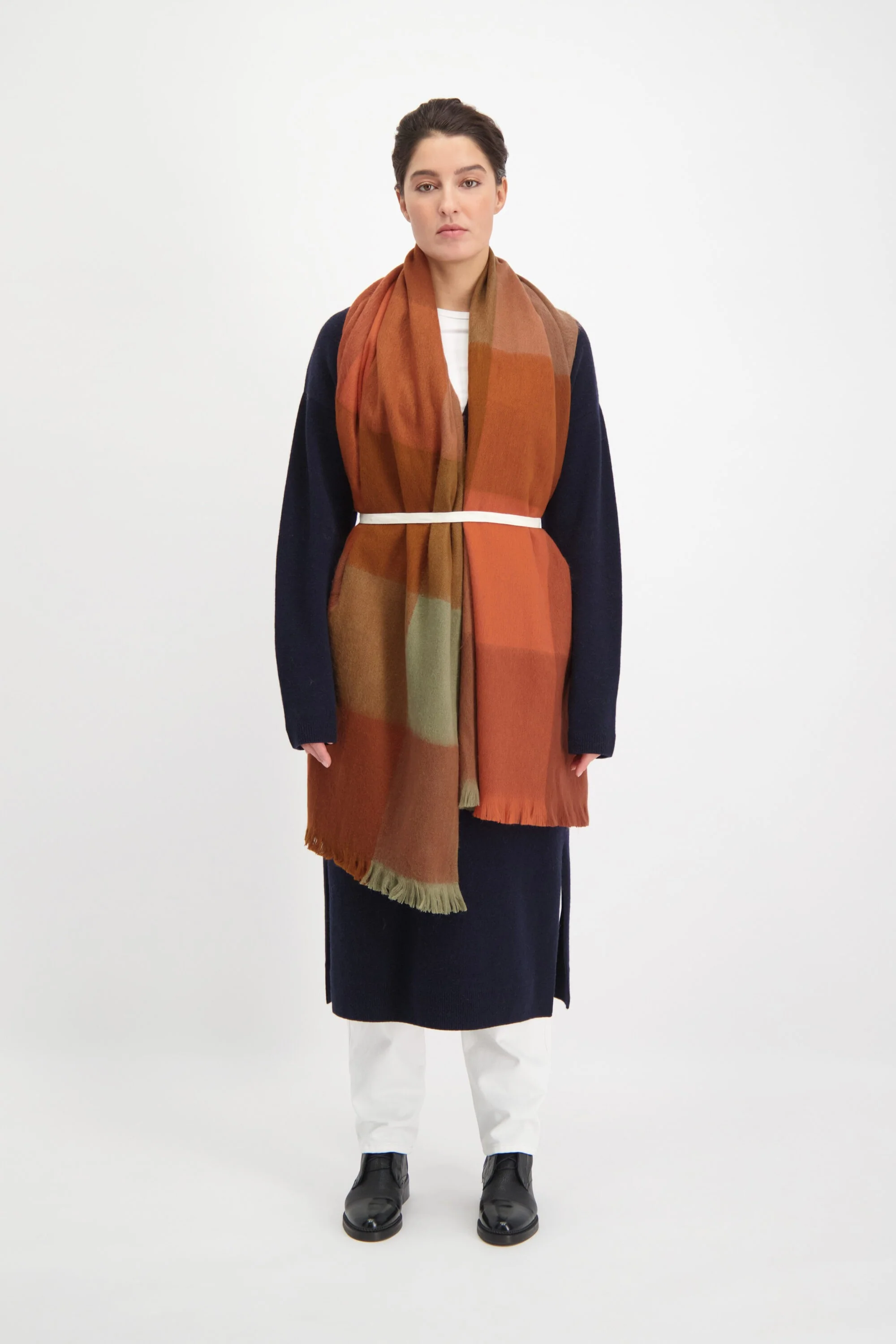 Alpaca Loca | Scarf Blocked Cinnamon, Terracotta and Brown - Image 3