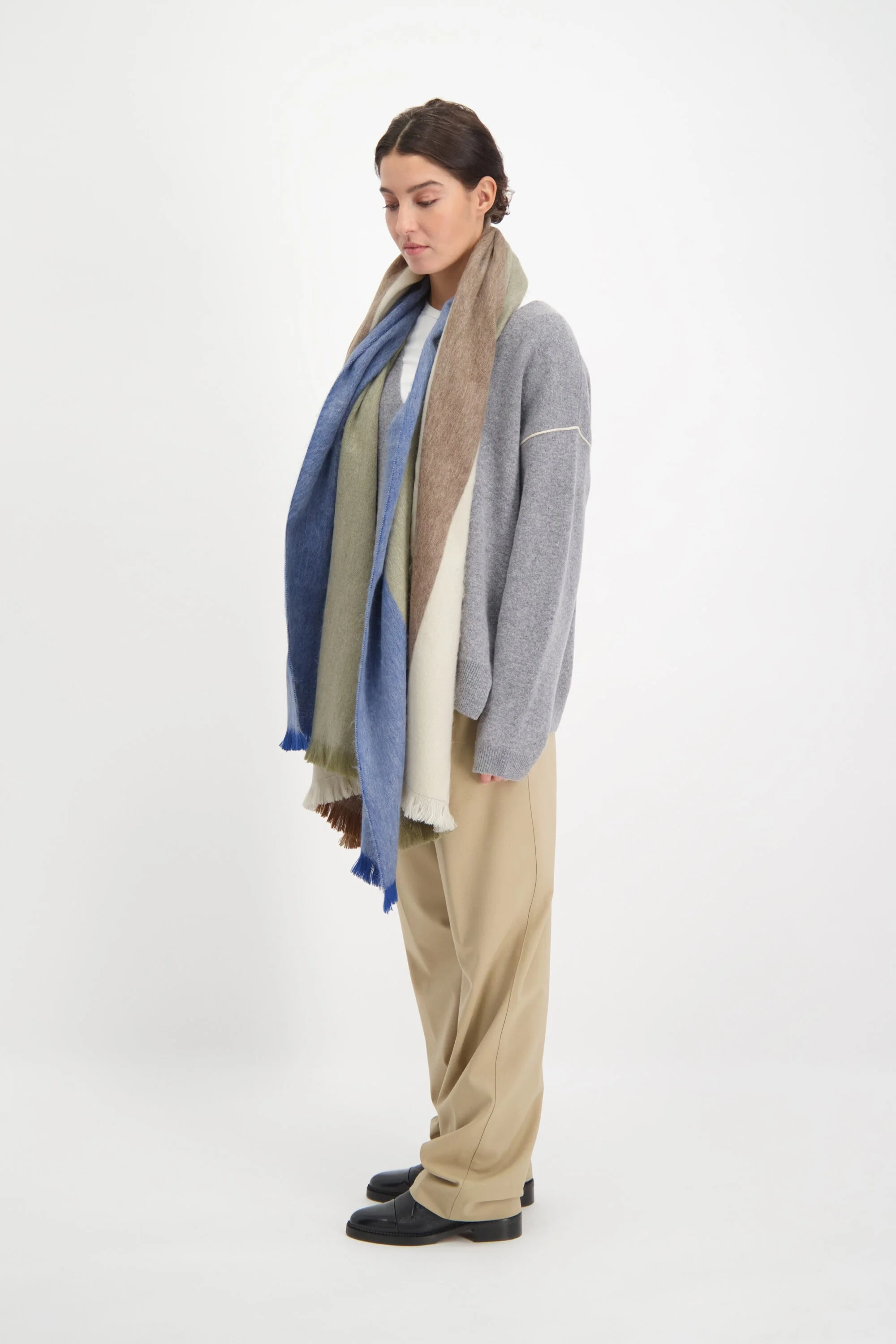 Alpaca Loca | Scarf Striped Cobalt Blue and Naturals - Image 3