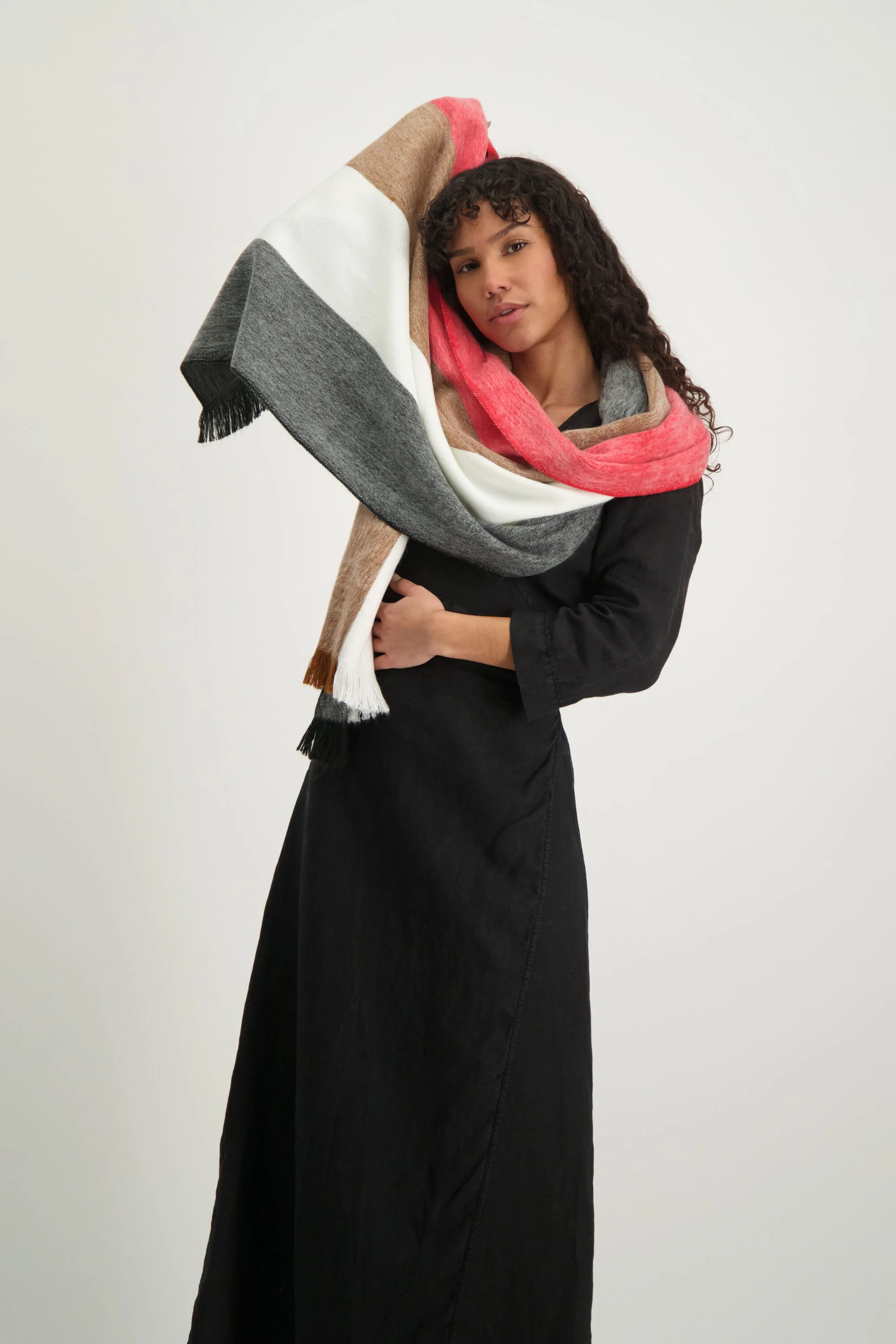 Alpaca Loca | Scarf Striped Red, Black and Naturals - Image 3